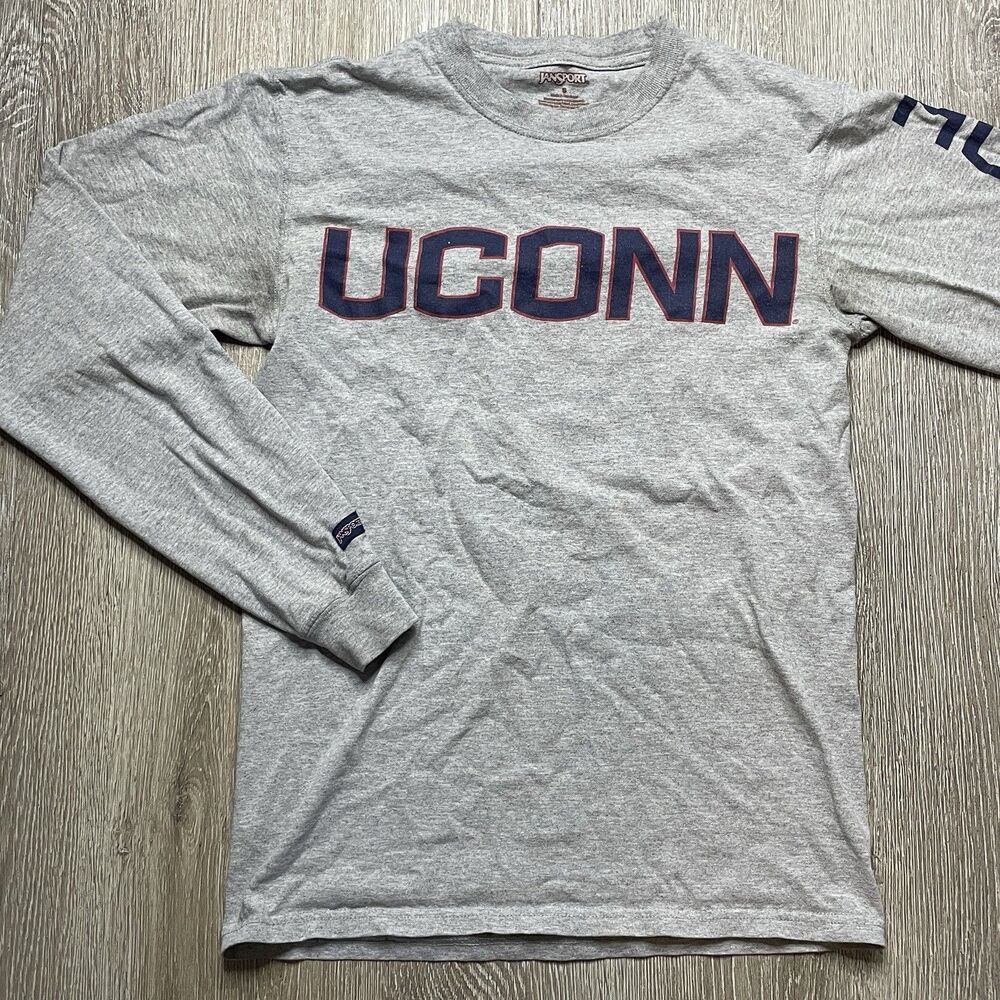 Men's-Champion Gray UConn Huskies Arch Over Logo Long Sleeve T-Shirt Size S